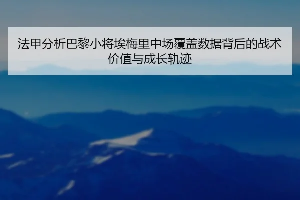 法甲分析巴黎小将埃梅里中场覆盖数据背后的战术价值与成长轨迹